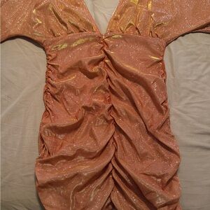 Boohoo Plus Shimmering Gold Dress